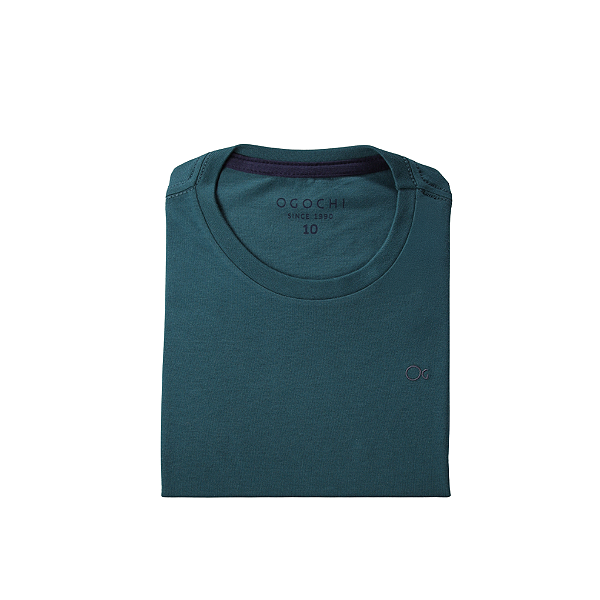 Camiseta Ogochi Infantil Juvenil Slim Lisa Verde Petróleo