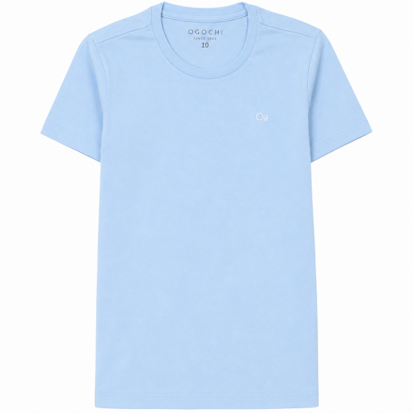 Camiseta Ogochi Infantil Juvenil Slim Lisa Azul Claro