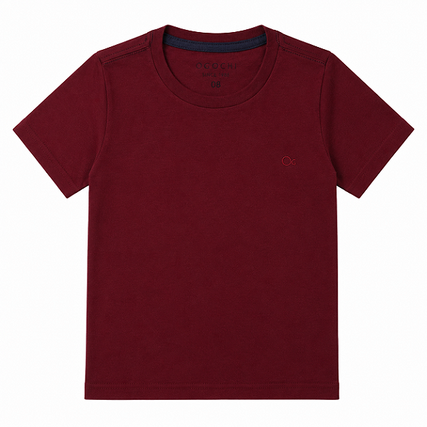 Camiseta Ogochi Infantil Juvenil Slim Lisa Bordô Vinho