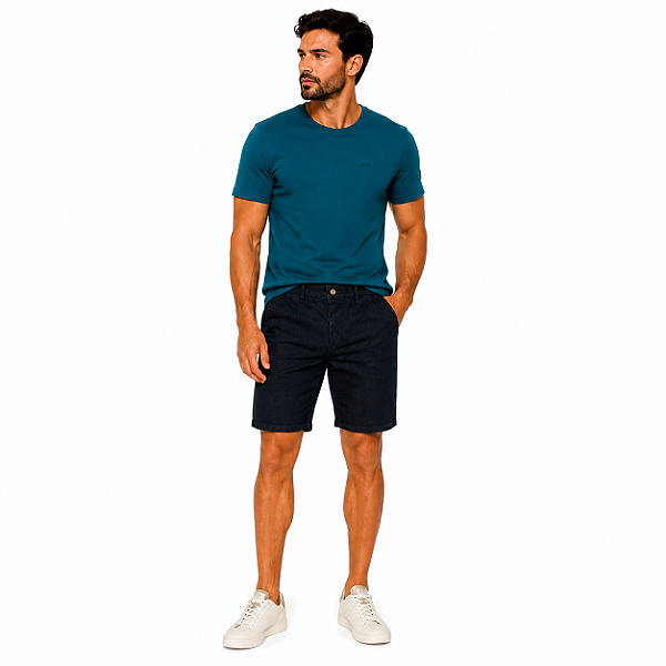 Bermuda Jeans Escuro Ogochi Bolso Faca Tradicional