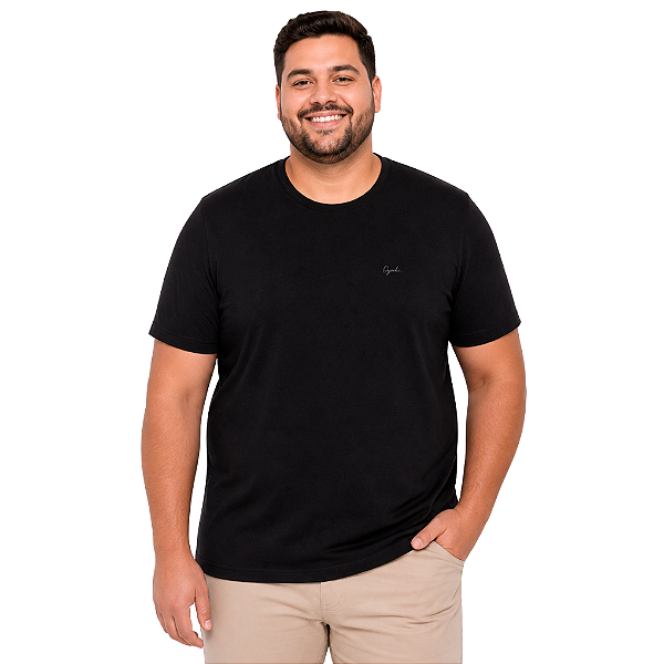 Camiseta Ogochi Plus Size Preta Algodão Masculina