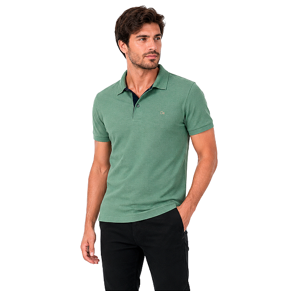 Camisa Gola Polo Ogochi Casual Slim Masculino Verde