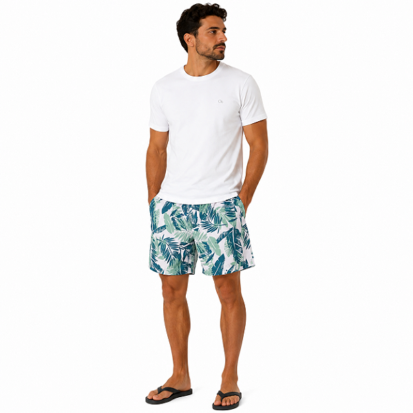 Bermuda Boxer Ogochi Curta Bolso Faca com Elastano Estampada