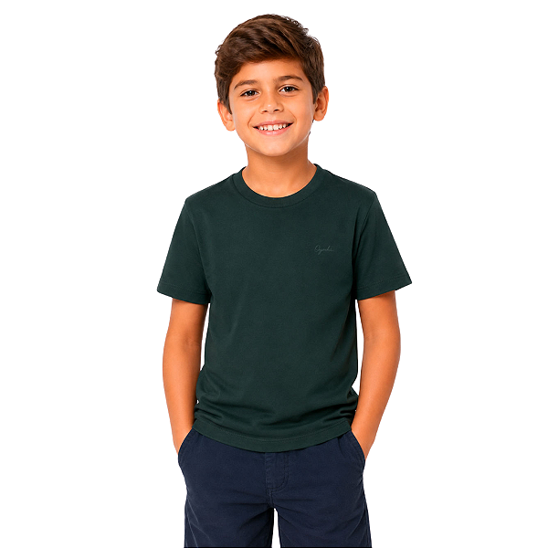 Camiseta Ogochi Infantil Juvenil Casual Slim Verde Petróleo