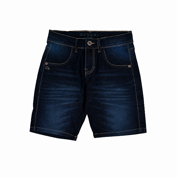 Bermuda Jeans Escuro Ogochi Infantil Juvenil com Elastano