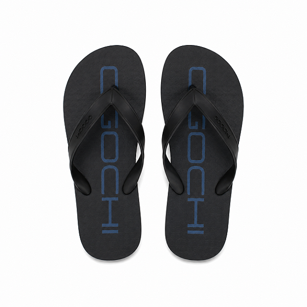 Chinelo Sandália Ogochi Infantil Juvenil Preto com Azul