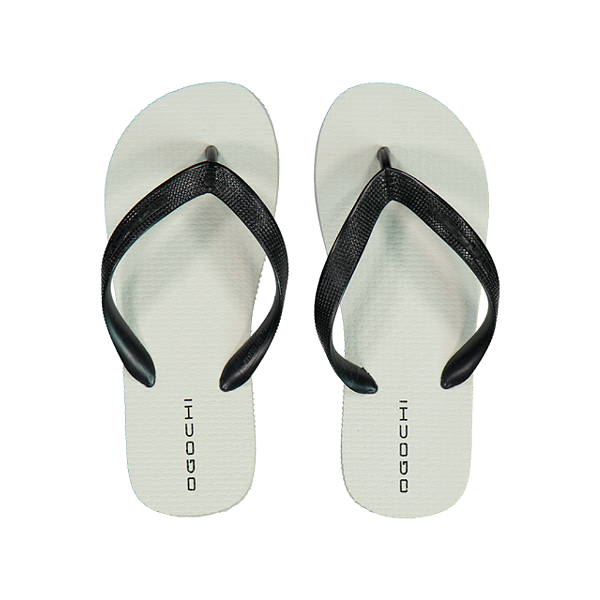 Chinelo Sandália Ogochi Infantil Juvenil Branco e Tira Preta