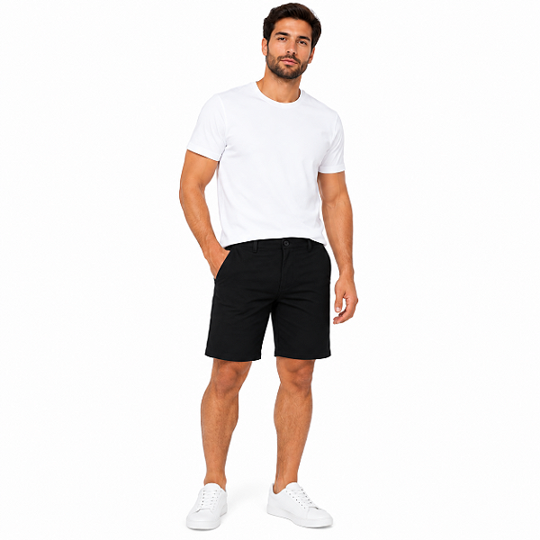 Bermuda Masculina Ogochi Sarja Social Casual Elastano Preta