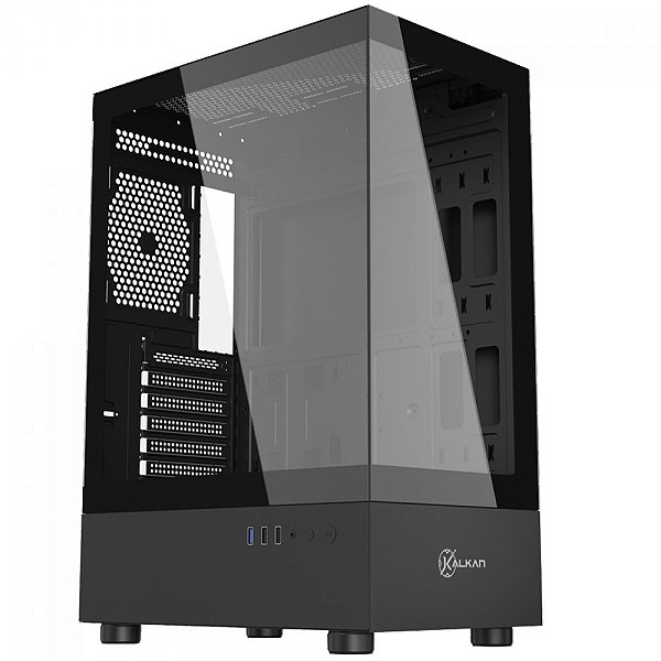 Gabinete Gamer Kalkan Avalon Pro, Mid Tower, Vidro Temperado, ATX, Sem Fonte, Sem Fans, Preto, KLK00037