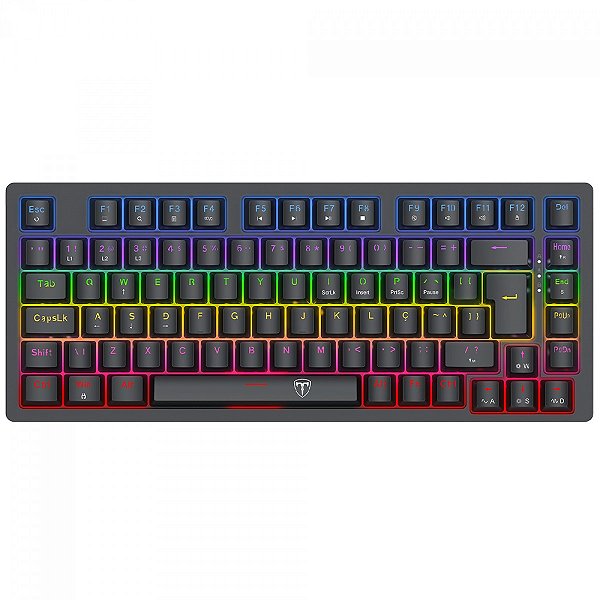 Teclado Mecânico Gamer T-Dagger Megatre, Rainbow, Switch Brown, 75%, ABNT2, Preto, T-TGK326-BR
