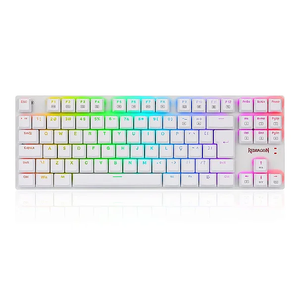 Teclado Gamer Redragon APS, RGB, K607w, Switch Blue, Branco