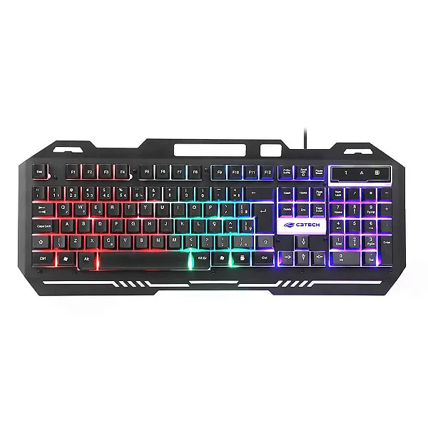 Teclado Gaming USB KG-40BK C3Tech Preto Layout ABNT2 Anti-Ghosting com Iluminação de Led Multicolor