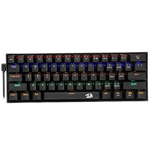 Teclado Mecânico Gamer, Redragon Lakshmi, 60%, Led Rainbow, Preto, Switch Outemu Brown, Abnt2 K606R (brown)