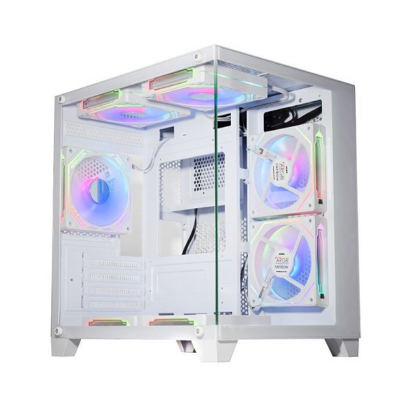 Gabinete Gamer Kmex Aquario CGW305 Branco Micro ATX Sem Fan, Vidro Temperado