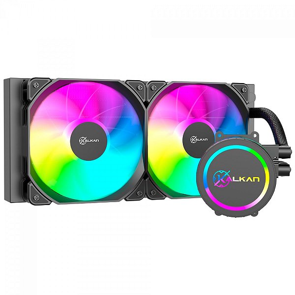 Water Cooler Kalkan Iota 240 ARGB, 240mm, Intel-AMD, Preto, KLK00045