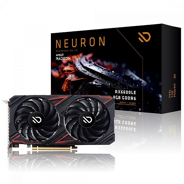 Placa De Video AMD Radeon RX 6600 LE Neuron, 8GB, GDDR6, FSR, Ray Tracing, Preto, DXRX6600-LE