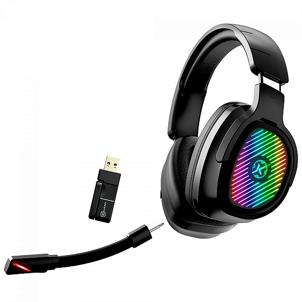 Headset Gamer Kalkan Ragnar, RGB, Wireless/Bluetooth, Drivers de 50mm, 7.1 Surround Virtual, Preto, KLK00025