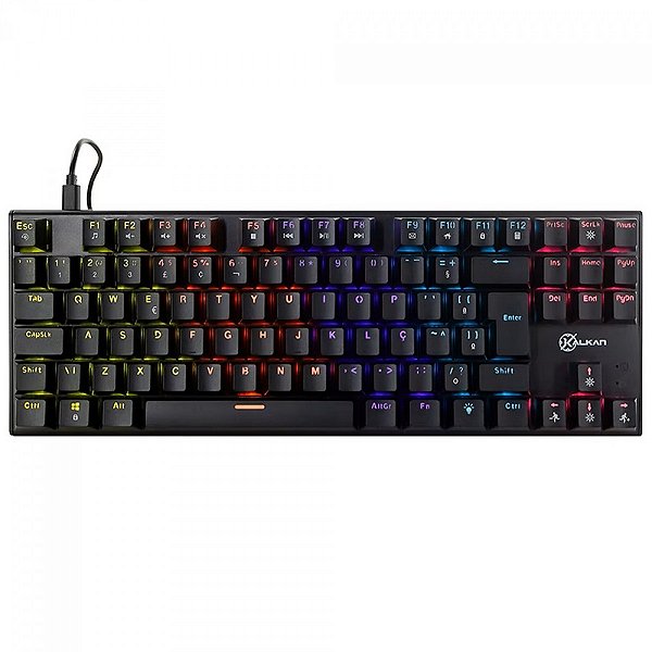 Teclado Mecânico Gamer Kalkan Loki, Rainbow, TKL, Switch Kalkan YH Brown, ABNT2, Preto, KLK00014