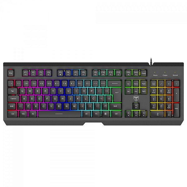 Teclado Gamer T-Dagger Nova, RGB, Membrana, Full Size, ABNT2, Preto, T-TGK110