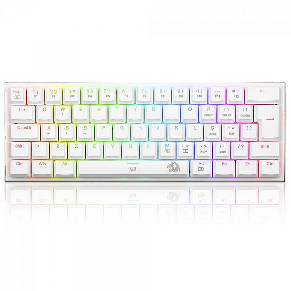 Teclado Mecânico Gamer Redragon Anivia Lunar White, RGB, Low-Profile, Switch Brown, ABNT2, Branco, K614W-RGB (PT-BLUE)