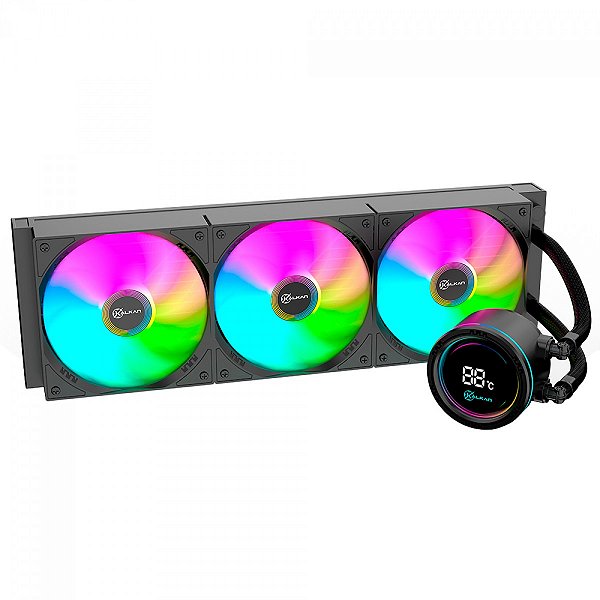 Water Cooler Kalkan Alpha 360 ARGB, 360mm, Com Display, Intel-AMD, Preto, KLK00048