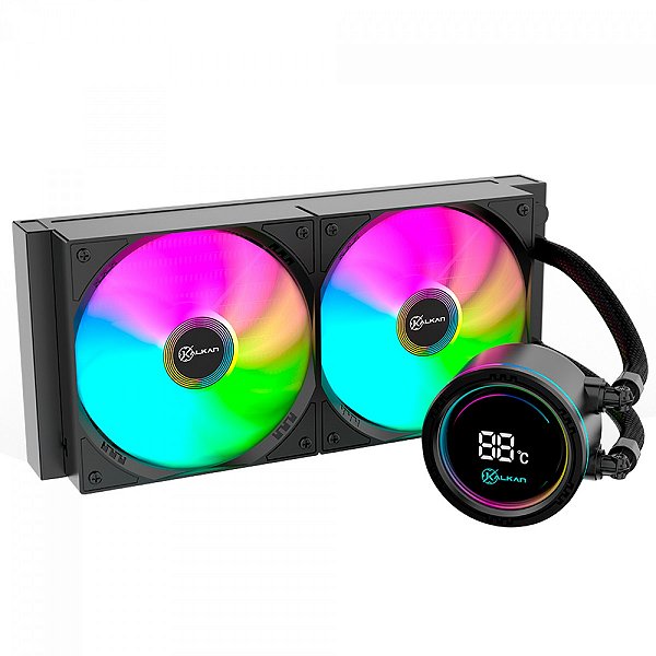 Water Cooler Kalkan Alpha 240 ARGB, 240mm, Com Display, Intel-AMD, Preto, KLK00047