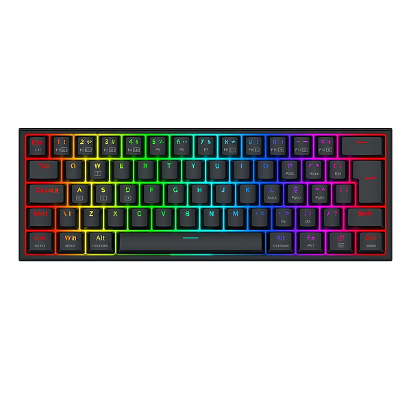 Teclado Mecânico Gamer Redragon Alcor RGB 60% QMK / VIA – K717B-RGB-PROO Redragon Alcor K717B-RGB-PRO