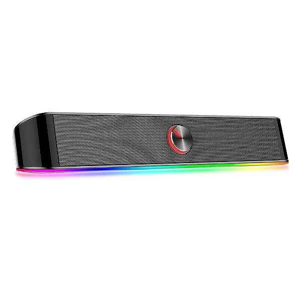 Soundbar Gamer Redragon Adiemus, 6W RMS, RGB, USB, 150Hz/20KHz, Botão Touch, Preto - GS560