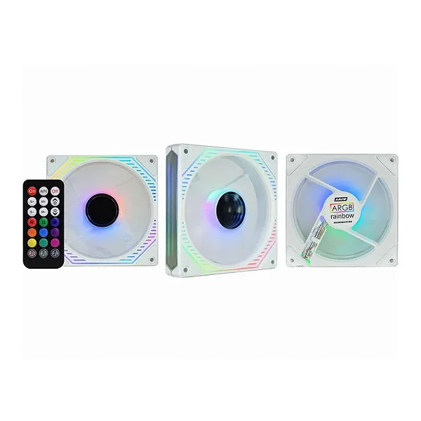 KIT COOLER KMEX ARGB AAUW INFINITY3D 3 COOLERS 120 MM COM CONTROLADORA BRANCO
