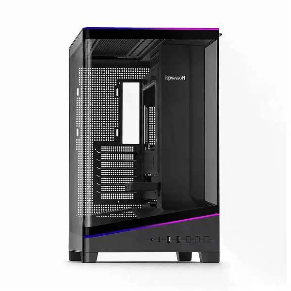 Gabinete Gamer Redragon View, Mid Tower, Preto, Sem Fonte, Sem Fans, Ca-622b