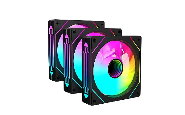 Kit 3 Fans Redragon ARGB 120 Mm Espelho Infinito Preto