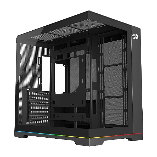 Gabinete Gamer Redragon Scalpel, Mid Tower, ATX, ARGB, Aquário com Fita de LED, USB 3.0, Sem FANs, Preto - GC-628