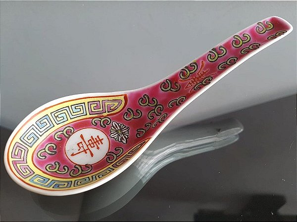 colher em porcelana chinesa (antiguidade / raridade / antiquário / relíquia)