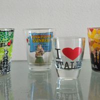 4 copos de shot souvenirs de países