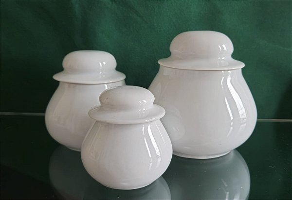 Potes com tampa em porcelana (antiguidade / raridade / relíquia / antiquário)