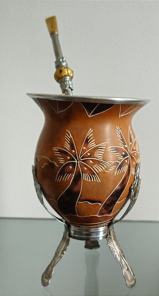 Cuia c bomba p chimarrão (antiguidade / raridade / relíquia / antiquário)