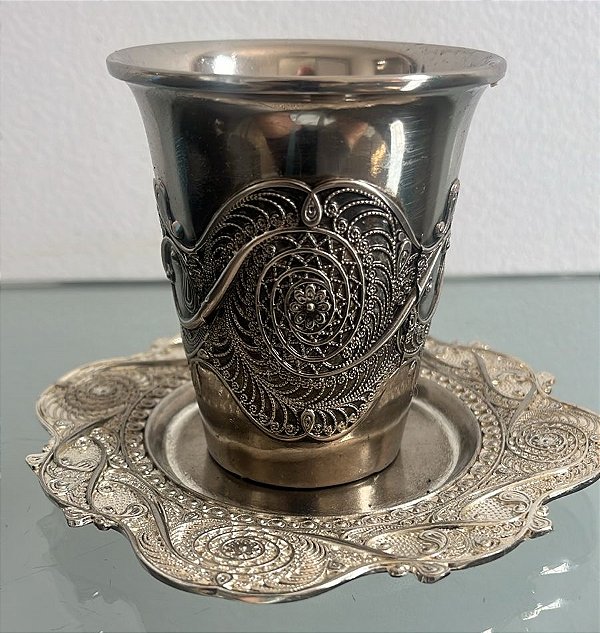 Copo / Cálice / taça p kidush / judaico / israel (antiguidade / raridade / relíquia / antiquário)