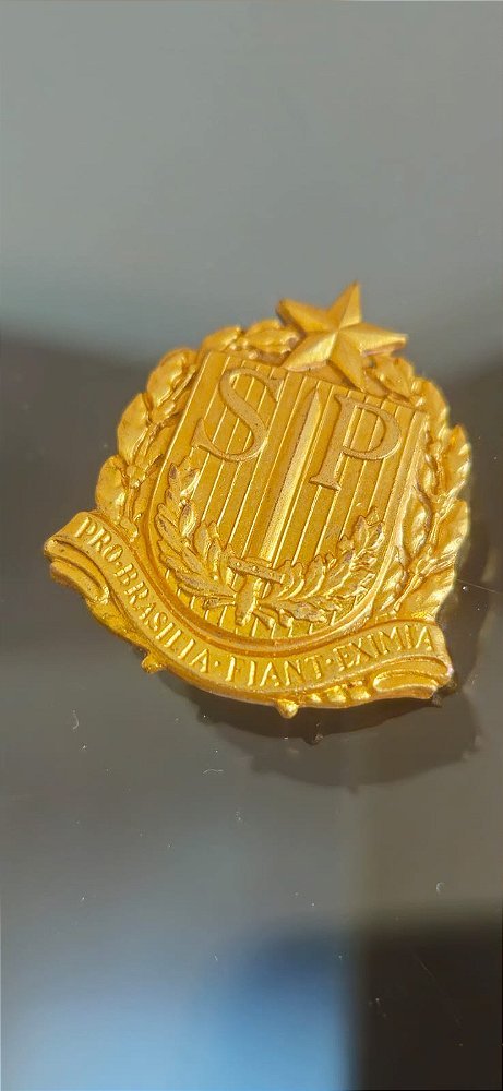 Pin /Boton com emblema do Brasão de Armas do Estado de São Paulo (antiguidade / raridade / relíquia / antiquário)