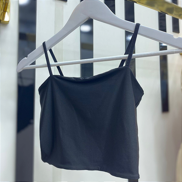 TOP CROPPED ALÇA PRETO