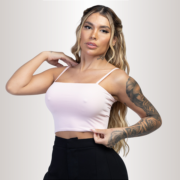 TOP CROPPED ALÇA ROSA