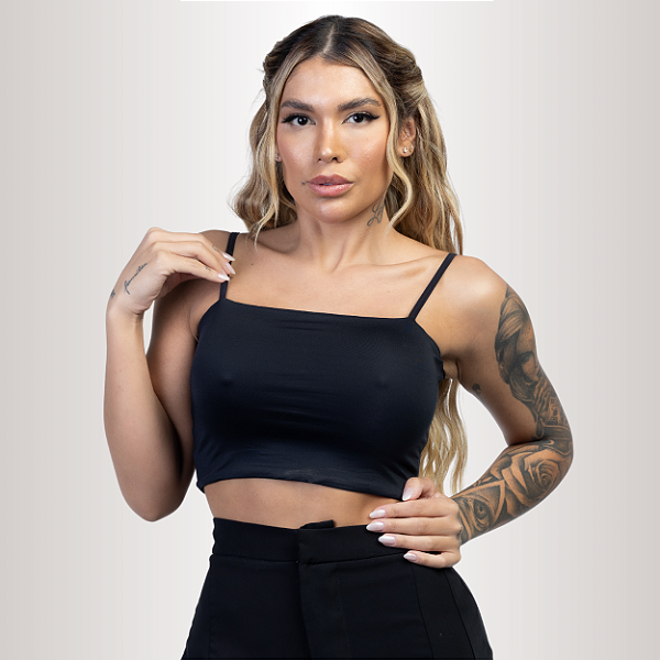TOP CROPPED ALÇA PRETO