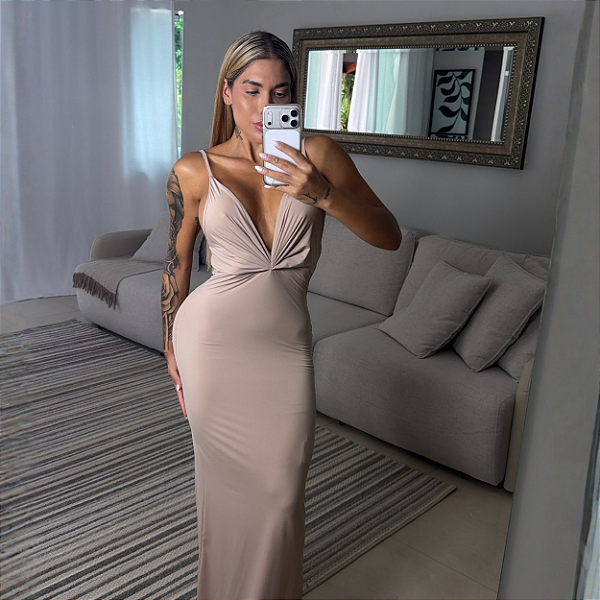 VESTIDO LONGO DRAPEADO AYLA NUDE