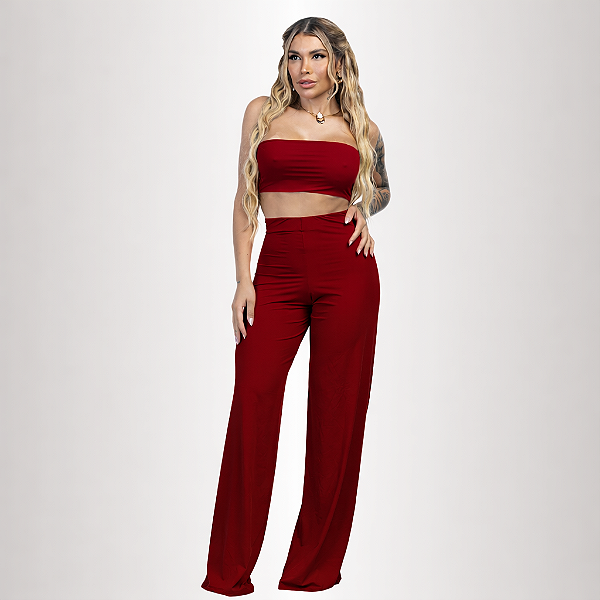 CONJUNTO RITI VERMELHO ESCURO