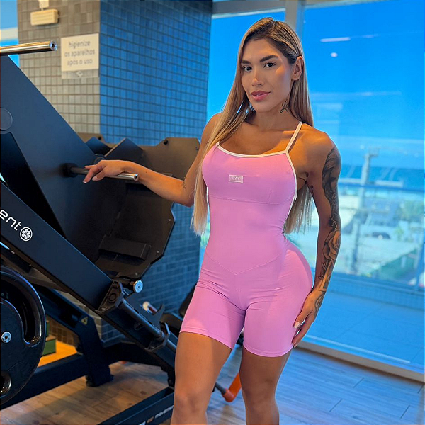 MACAQUINHO CURTO ROSA COM BRANCO