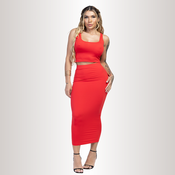 CONJUNTO SARAH MIDI VERMELHO