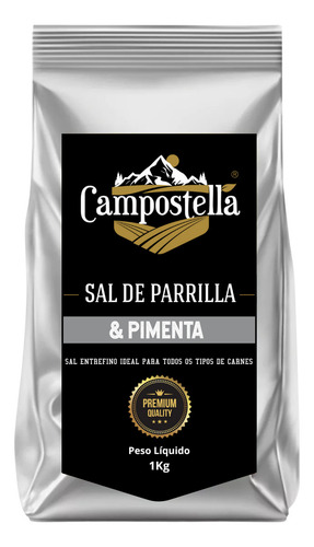 Sal De Parrilla E Pimenta Para Churrasco 1kg Premium Campostella