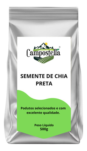 Semente De Chia Preta 500g Premium Campostella