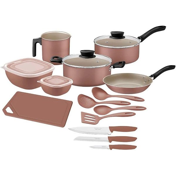 Kit Cozinha Antiaderente Starflon Max Mocaccino 14 Peças