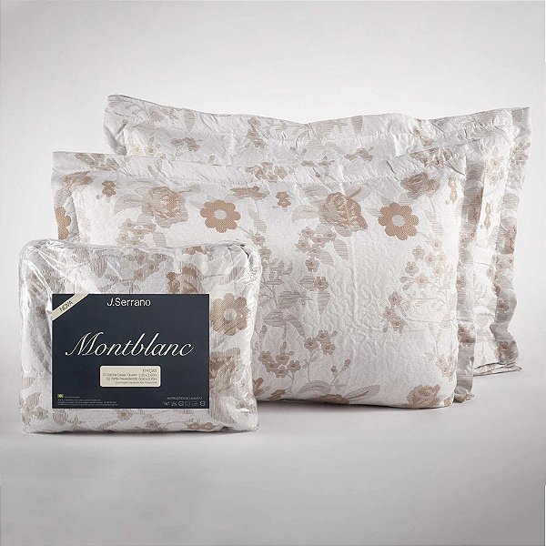 Kit Colcha Montblanc - Hibisco Creme Cotton Casal / Queen