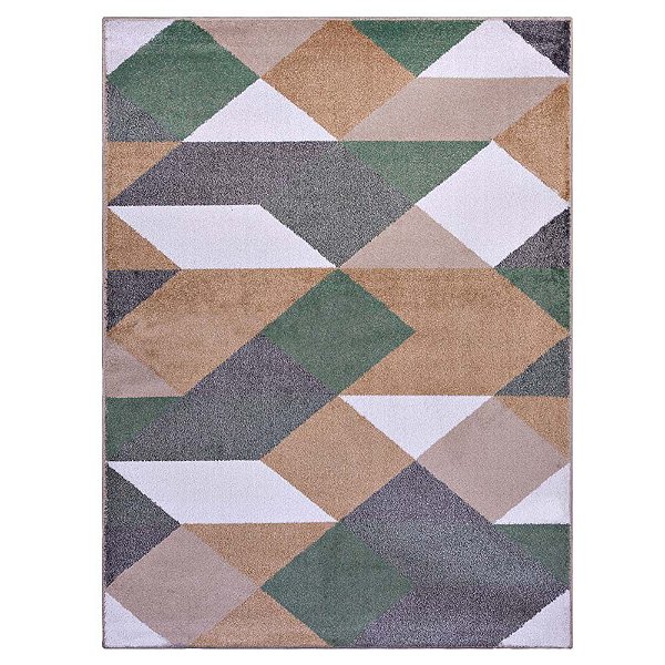 Tapete Sala Classic Maiorca 24 Caramelo Verde 1,00 X 1,50 M Desenho Do Tecido Geométrico
